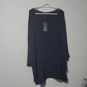 DG2  woman easy long sleeve  top  navy 3x